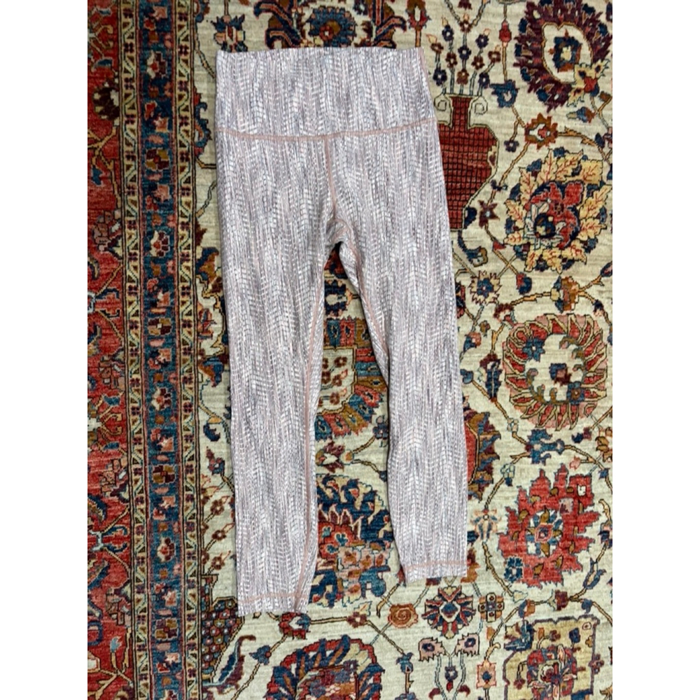 Lululemon Wunder Under Crop High-Rise Pink Arrow Jacquard Antique Bark Size 8